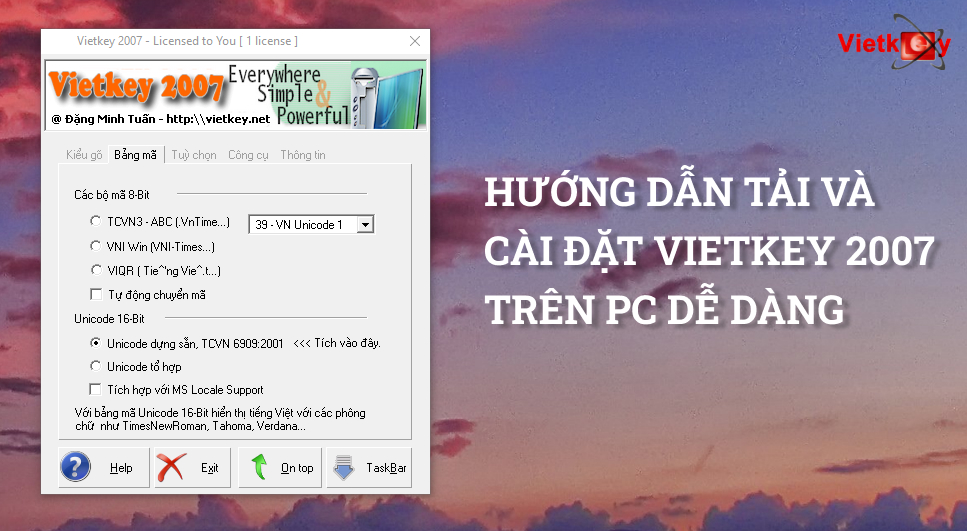 Tải VietKey 2007, 2000 - Bộ gõ tiếng Việt có dấu trên Windows